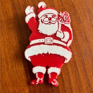 Vintage Style Santa Claus Holiday Pin - Red & White